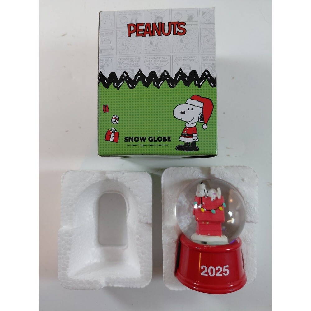 Peanuts Snoopy Christmas Snow Globe 2025 Holiday Decoration with Box New